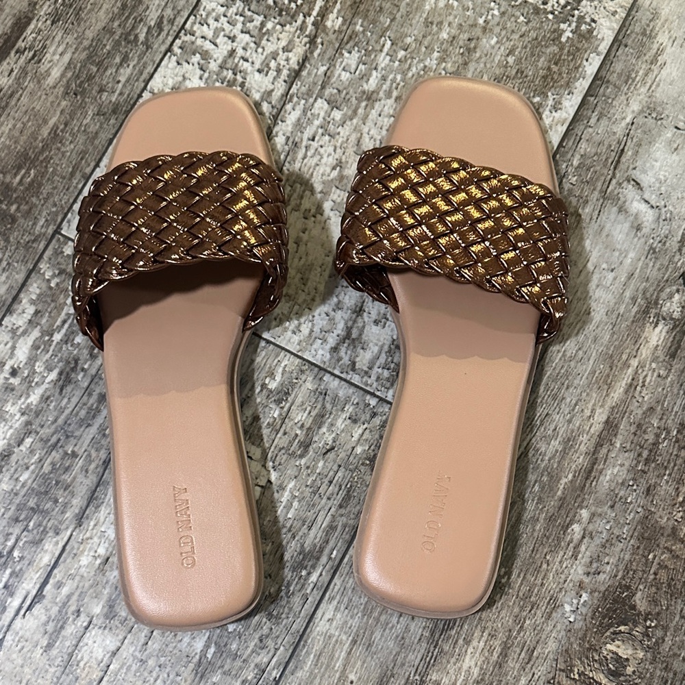 Old Navy Brown Woven Slide Sandals